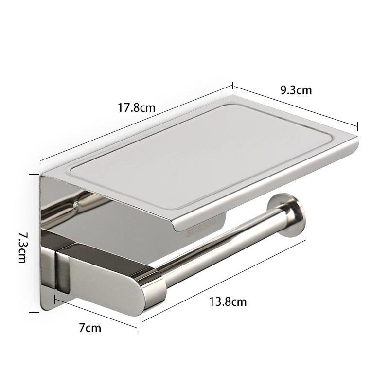 Stainless Steel Toilet Paper Holder with Phone Shelf, Punch-Free Installation for Home and Public Restrooms