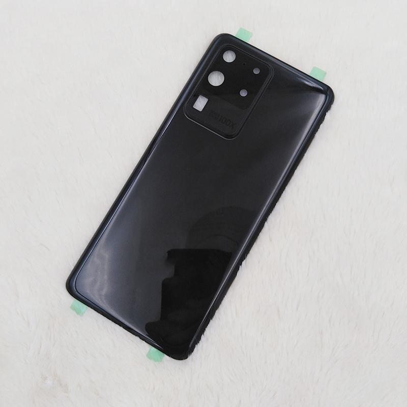 Back Battery Cover For Samsung Galaxy S20 Ultra S20U 5G SM-G988 Glass Rear Housing Replacement Parts With Camera Lens Frame