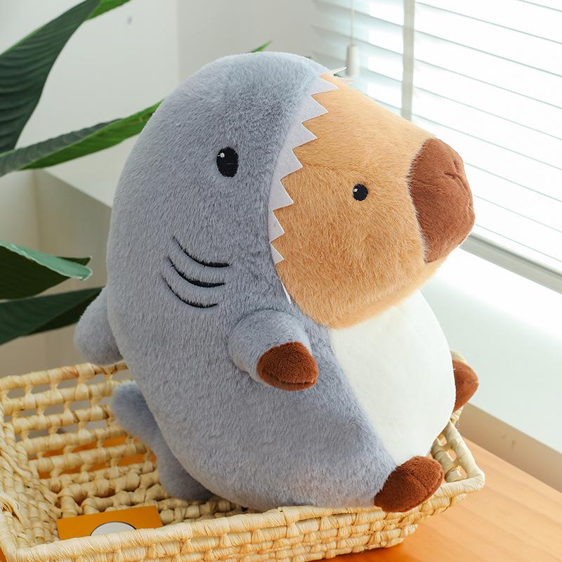 

Большая креативная плюшевая игрушка Капибара-акула - Забавная трансграничная подушка для сна Капибара 35cm (approx. 0.43kg) коричневый