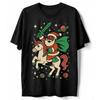 Black Santa Riding Unicorn T-Shirt Funny Magical Space Christmas Holiday Gift
