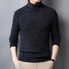 2025 Men's Autumn/Winter Thick High-neck Knit Sweater - Fashionable Casual Long-sleeved Base Layer for Middle-aged Men