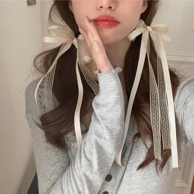 2pcs Sweet Lace Ribbon Hair Clip For Girl Chic Korean Bow Hair Pin Braid  Hairclip Hair Styling Woman Headwear