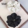 Polka Dot Hair Accessories Retro Tie for Women Girls, Soft Elastic Scrunchies, Elegant Polyester Ponytail Holder, Fashionable Korean Style Daily