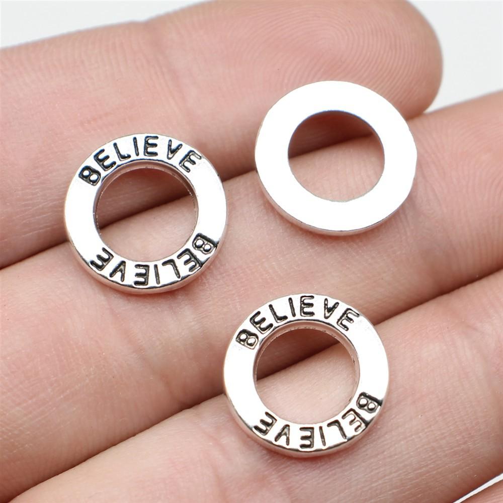 10pcs Believe Charms Believe In Love Charms For Jewelry Making Antique Bronze Silver Color Pendants DIY Crafts Making Findings