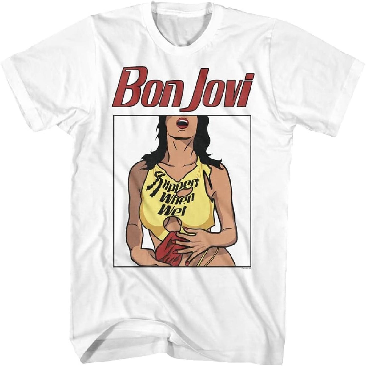 

Bon Jovi Slippery When Wet Cover White T-Shirt XXXXXL білий