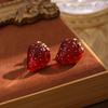 Orecchini Argentati con Ago Francesi Retrò Piccola Fragranza Fragola Rossa Sensazione di Lusso Leggero di Nicchia per Donna.