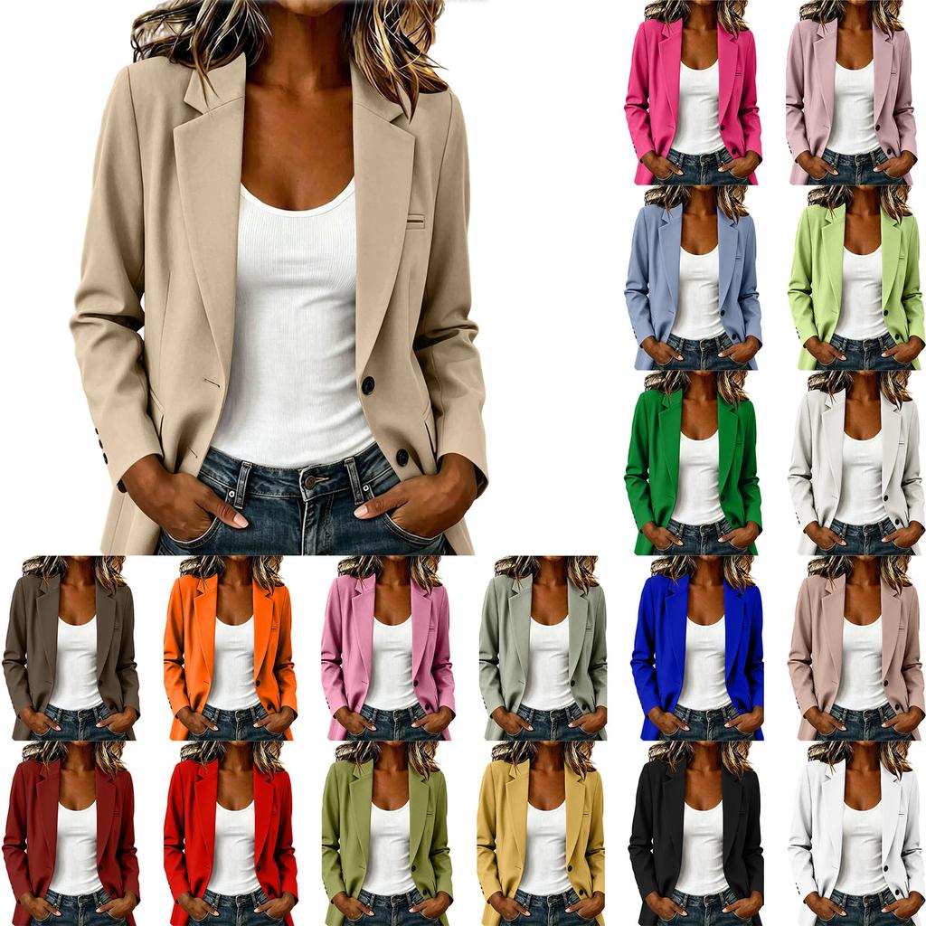 Damen Business Casual Lockere Passform Reverskragen Offene Vorderseite Langarm Blazer Jacke mit Klassischem Design für Büro und Tägliches Tragen