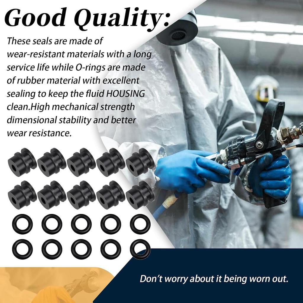 10PCS Side Seals Kit Compatible with Fusion Air Purge AP Spray Gun 249990 246348 - Black