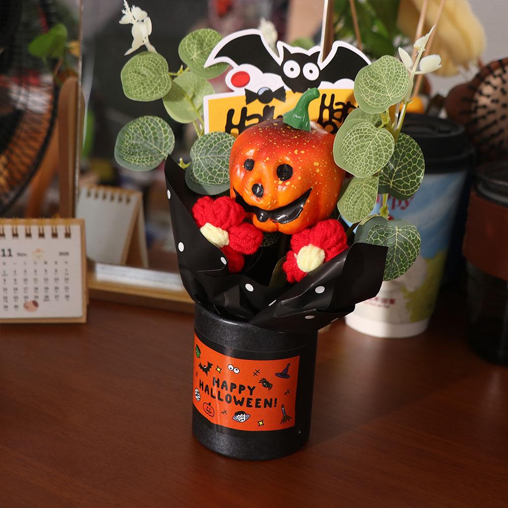 Resin Halloween Decoration Bat Ghost Desktop Ornament Handmade Pumpkin Bouquet Shop