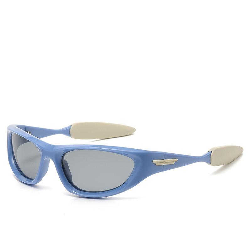 

Классические винтажные солнцезащитные очки Y2K «кошачий глаз» для мужчин, спортивные очки в стиле панк, роскошь, хип-хоп, неполяризованные солнцезащитные очки синий