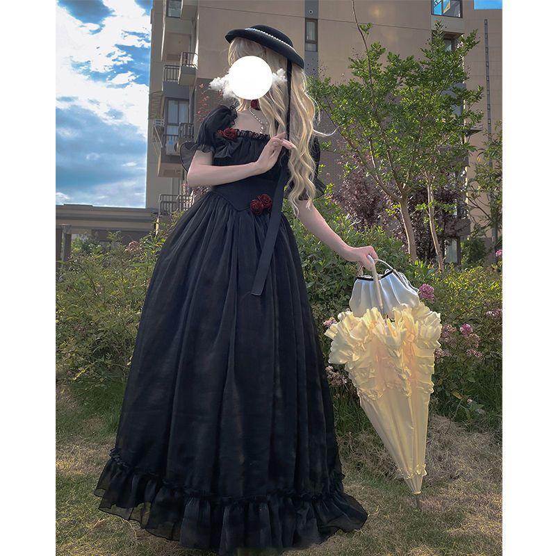 Party Schwarzes Kleid Prinzessin Vintage Sanftes Kleid