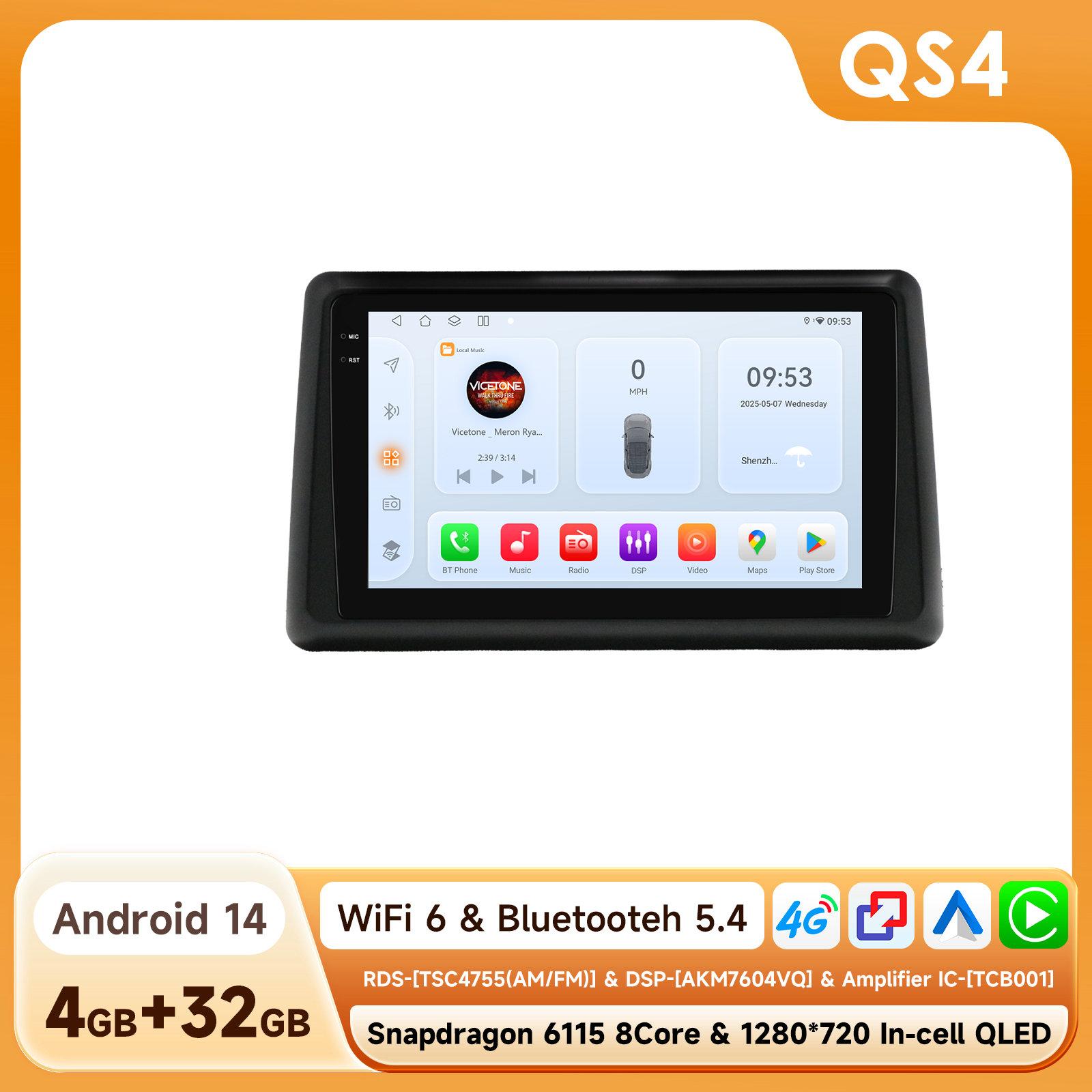 

Ossuret Android Автомагнитола для Renault Express 2021-2022 Мультимедийный плеер Стерео GPS WIFI+4G Snapdragon Интеллектуальный Carplay Камера 360° Авто Видео QS4 8Core 4G 32G