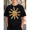 European Sizes Boys T-Shirt Casual Trendy Sun Graphic Black T-Shirt Kids Wear for Boys Street Style Casual Wear
