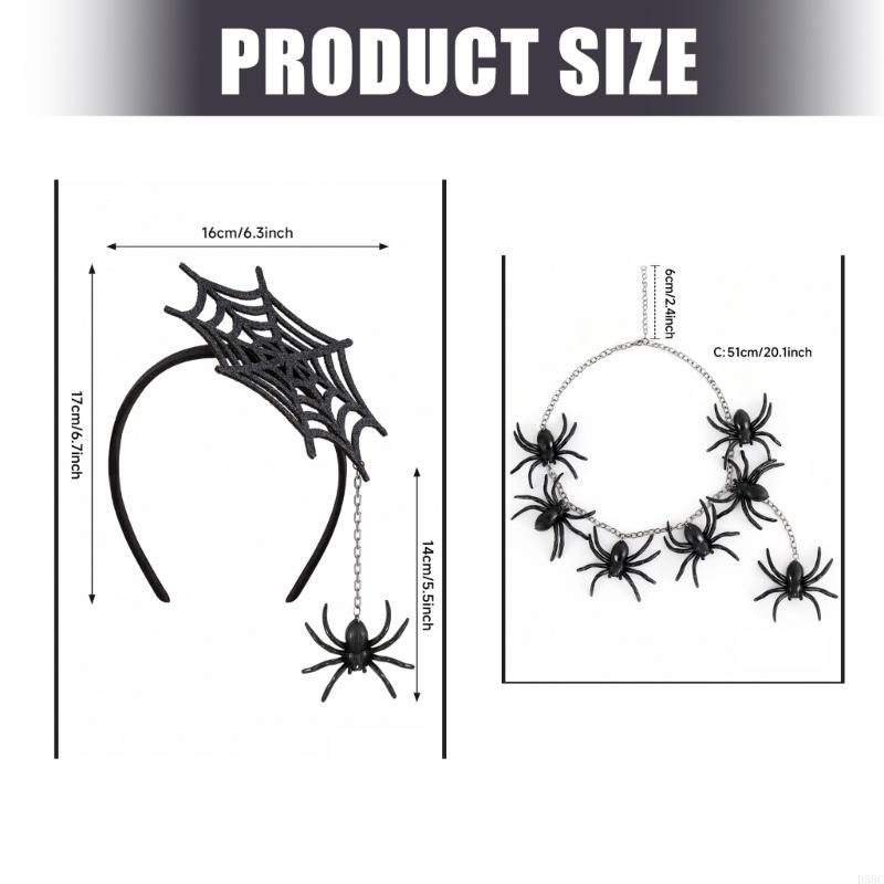 Specters Festival Spiders Headwears Necklace Set Plastic Party Accessories Durable Plastic Party Hairpieces For Kids Adults
