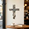 Farbverlauf Metallkunst Kreuz Wandkunst, Lebensbaum Hängende Kreuze Dekoration Dekoration, für Garten Wohnzimmer Schlafzimmer