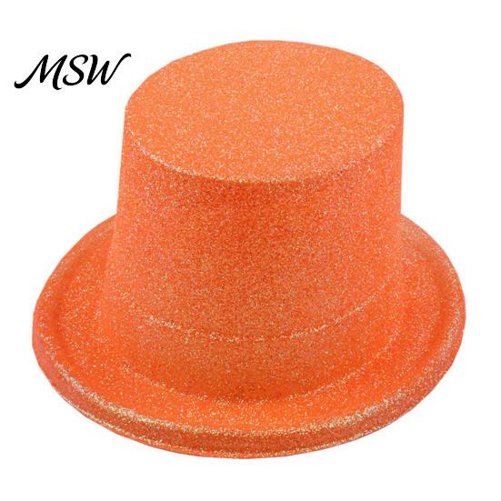 Shiny Circus Clown Hat for Shows Top Hats, Glitter Adult Kids, Colorful Magician Hat, Victorian Dress Up Christmas Durable Festive Headgear Festivals оранжевый