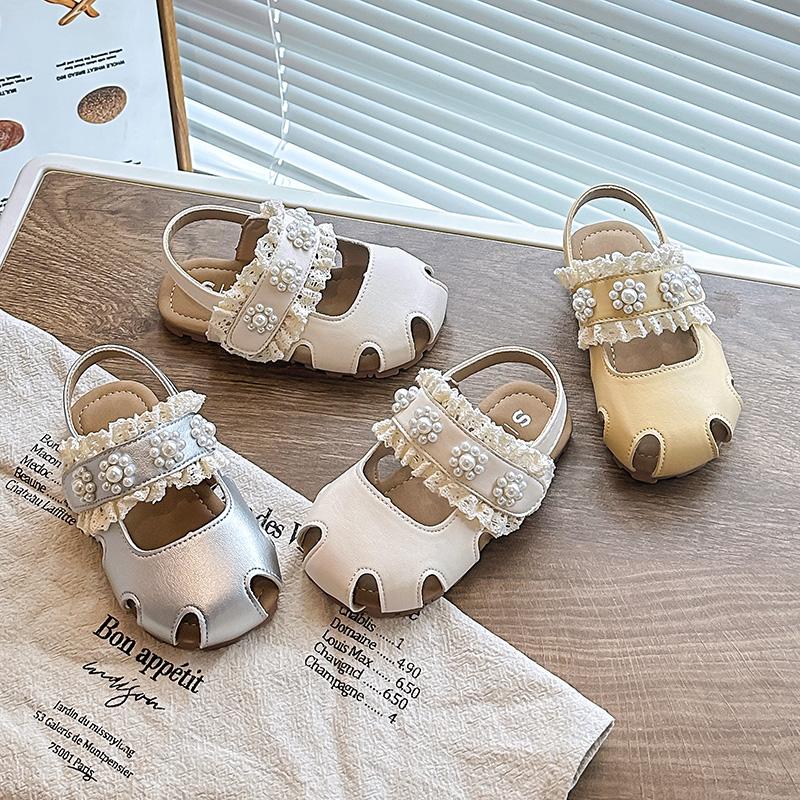 Sandali da Principessa per Bambine Pizzo Dolce per Ragazze Scarpe Casual da Vestito Ballerine Traforate Nuovi Estivi 2025 Scarpe da Spiaggia per Bambini Suola Morbida