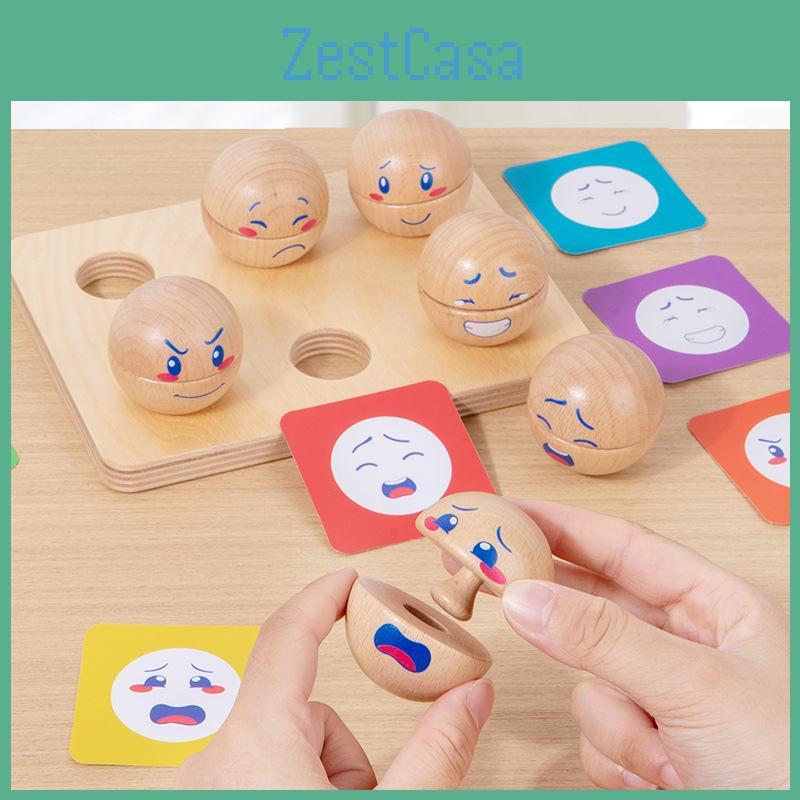 Wooden Emotional Expression Matching Ball Learning Toy Children Play Interactive