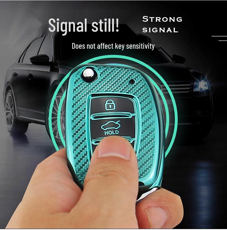 Hyundai Mistra Carbon Fiber Pattern TPU Car Key Cover