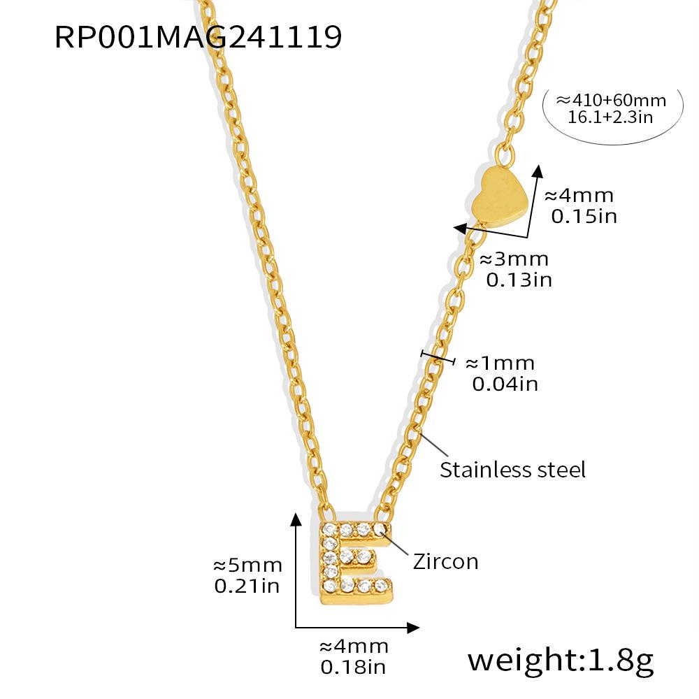 Qiong Yao 26-Letter Zircon Inlaid Jewelry Set: Gold-Plated Titanium Steel Necklace, Bracelet, Ring, and Stud Earrings.