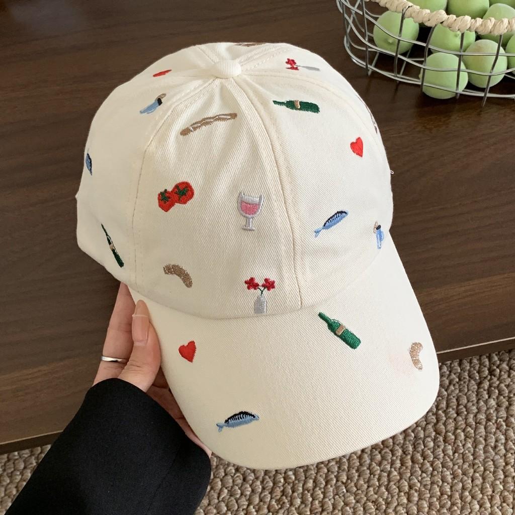 Classic Cotton Baseball Cap With Adjustable Strap And Floral Embroidery For Women