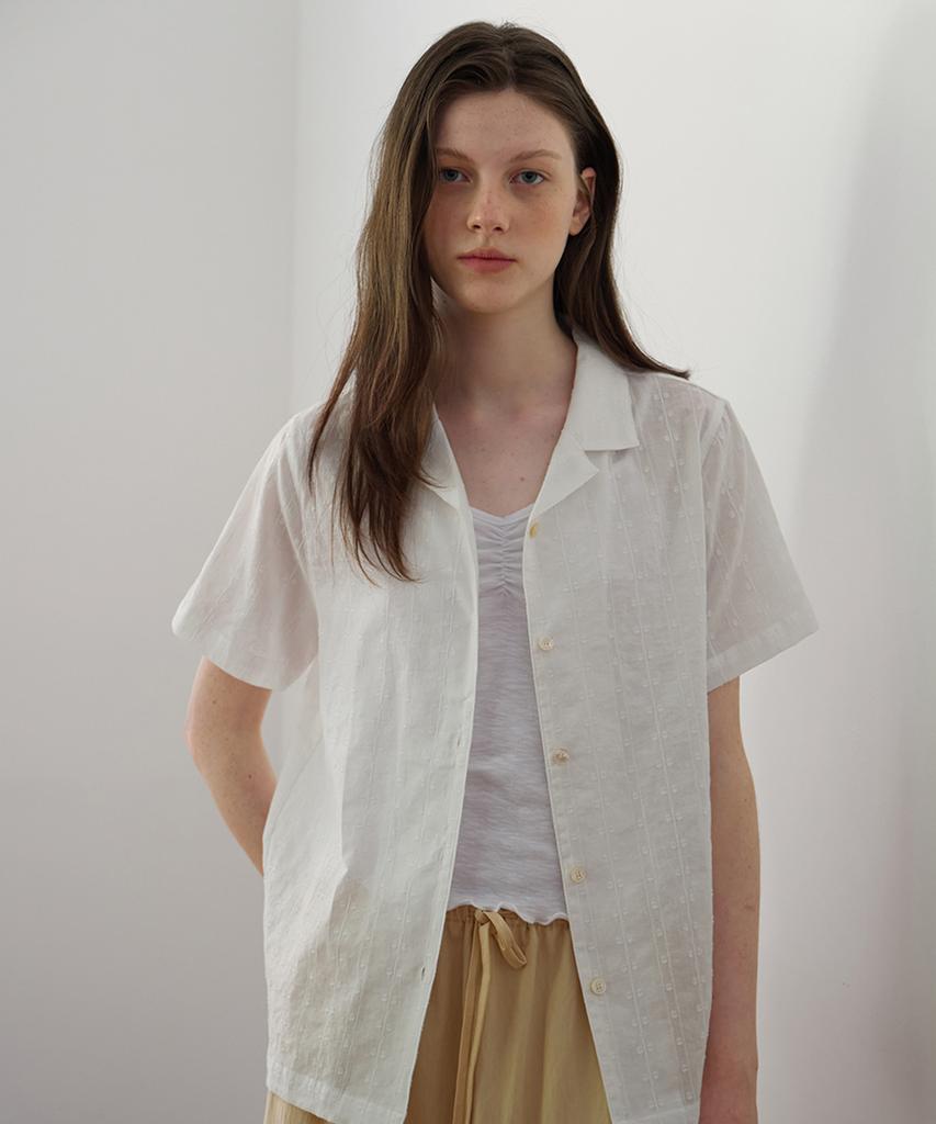 BUT'TON Lace Open Collar Shirts (Ivory)