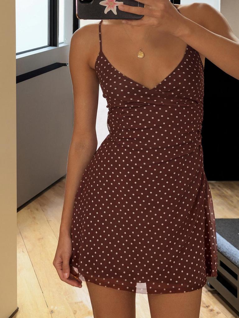 Evropské a americké bodycon šaty bez rukávů s puntíky - Zeštíhlující design se špagetovými ramínky a stahováním v pase pro ženy