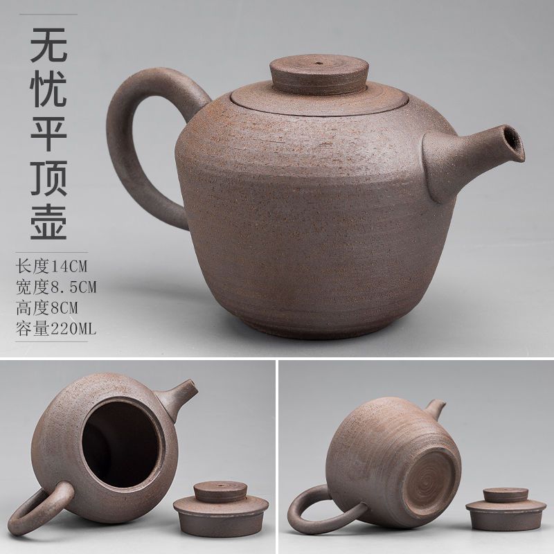 Japanese-Style Handmade Teapot - Retro Coarse Pottery Stoneware, Portable Ceramic Teaset for Kungfu Tea
