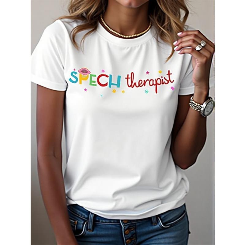 Women s Speech Therapist T-Shirt - Soft Stretchy Comfortable Professional & Casual Top with Speech & Therapist Graphics S