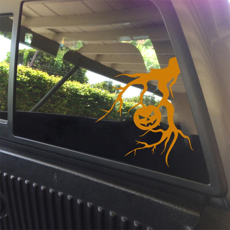 1 Stück Kürbisbaum Lustige Autoaufkleber Wasserdicht für Auto Fenster Kofferraum Karosserie Tankdeckel Vinyl Aufkleber Halloween Fahrzeug Dekoration