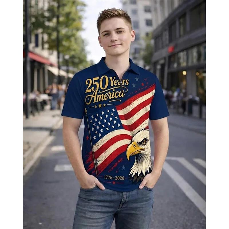 Men's Stylish Patterned Short-sleeve Polo Shirt, Casual Summer Wear