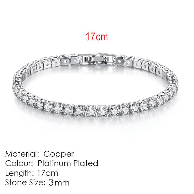 Silver Color 2.5/3/4/5mm Zircon Tennis Bracelet For Women Men Dazzling Crystal Hand Chain Wedding Gift Punk Fashion Jewelry