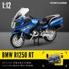 Modello di motocicletta pressofusa in lega BMW R1250RT 1/12 con base, giocattolo da regalare, modello di motocicletta statica pressofusa