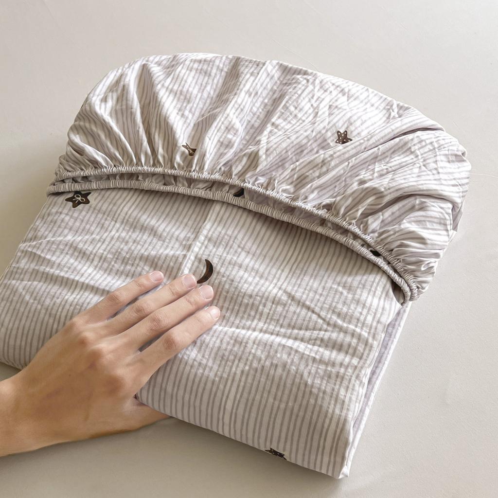 Striped Bed Sheets Set Fitted Sheet Non Slip Bedspread With Elastic Band Mattress Cover Double Bed Sheets Christmas Gifts