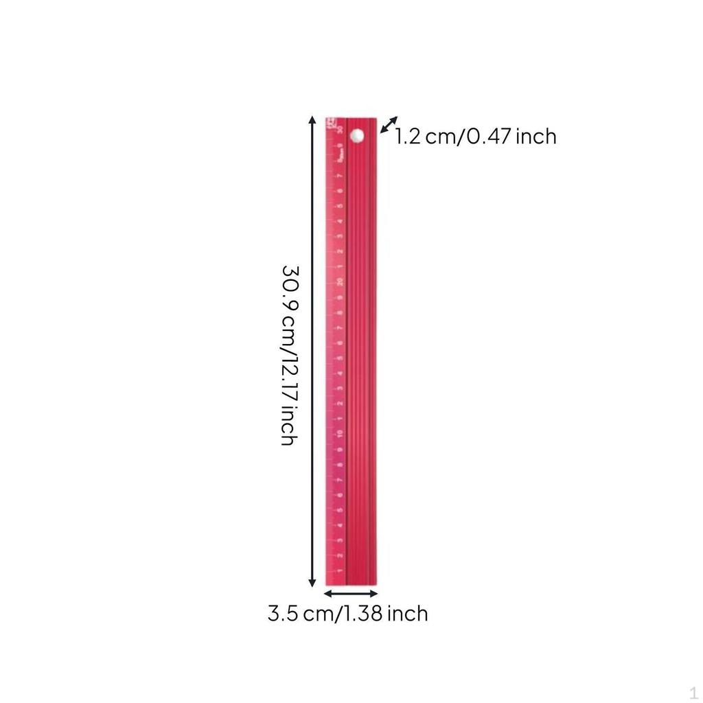 Cutting Ruler, Protective Aluminum Alloy, NonSlip, Navy Coral, DIY Sewing Pink 20cm