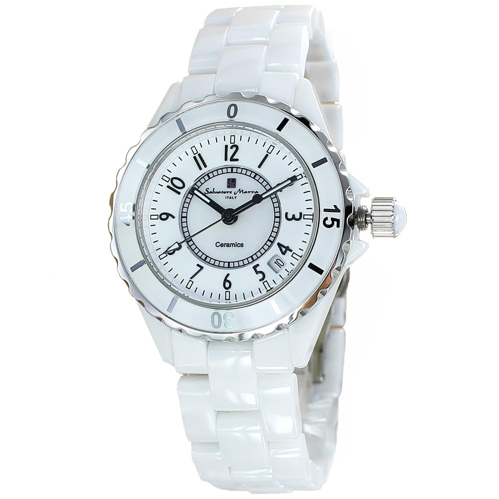 

Black White Ceramic Bracelet Watch [Salvatore Mara] Men s Women s [] (no.1 White/Arabic Numerals)
