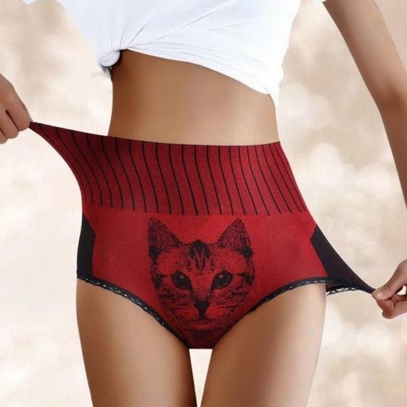 1PC Moda Gatto Stampa Vita Alta Mutandine Contenitive della Pancia Donna Dimagrante Body Shaper Biancheria Intima Slip Senza Soluzione di Continuità Donna Femminile Hip Lifting Mutande
