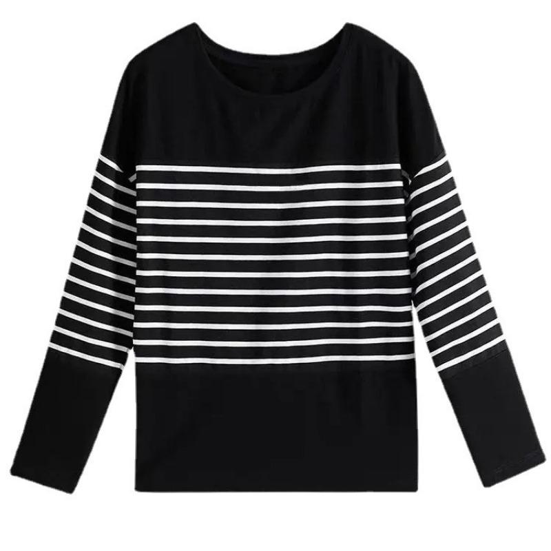 Women S Long Sleeve Striped T Shirt Loose Plus Size Casual Top