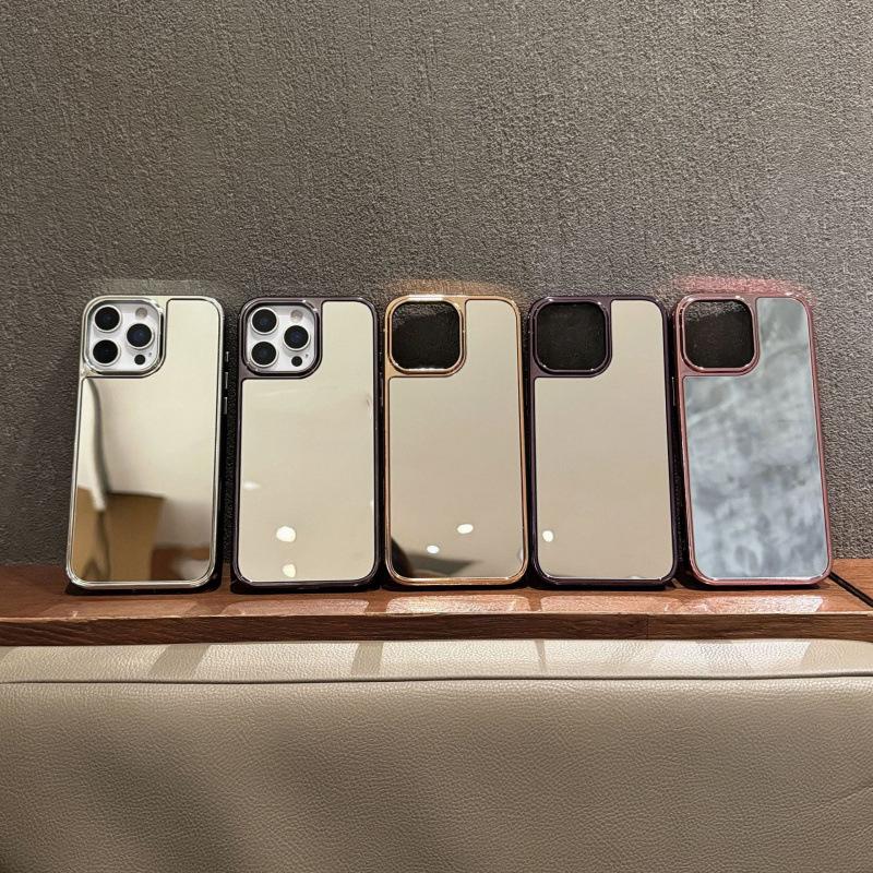 Electroplated iPhone 16/17 Pro Max Case with Makeup Mirror and Large Hole Design
