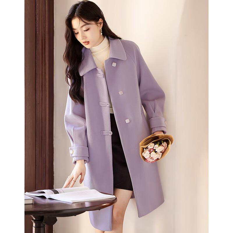 

Women s Elegant Mid-Length Wool Coat L