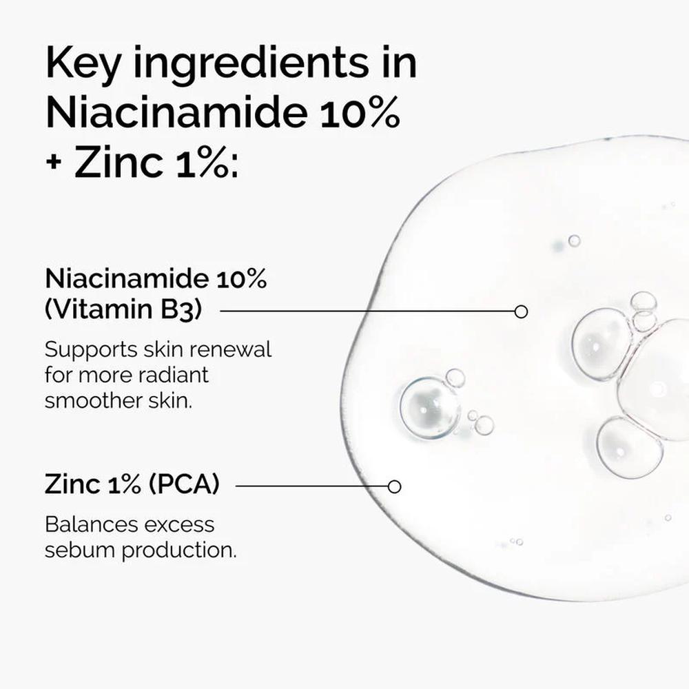 The Ordinary Niacinamide 10% + Zinc 1% Serum 60ml, Korean