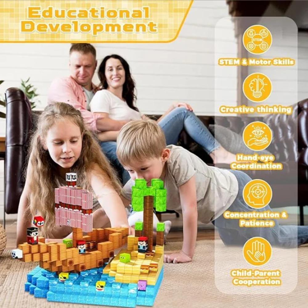 10-500 Stück Magnetische Bausteine Spielzeug DIY Magnet Set Steine Mini Welt STEM Konstruktion Kinder Pädagogisch Sensorisch Outdoor Spielzeug