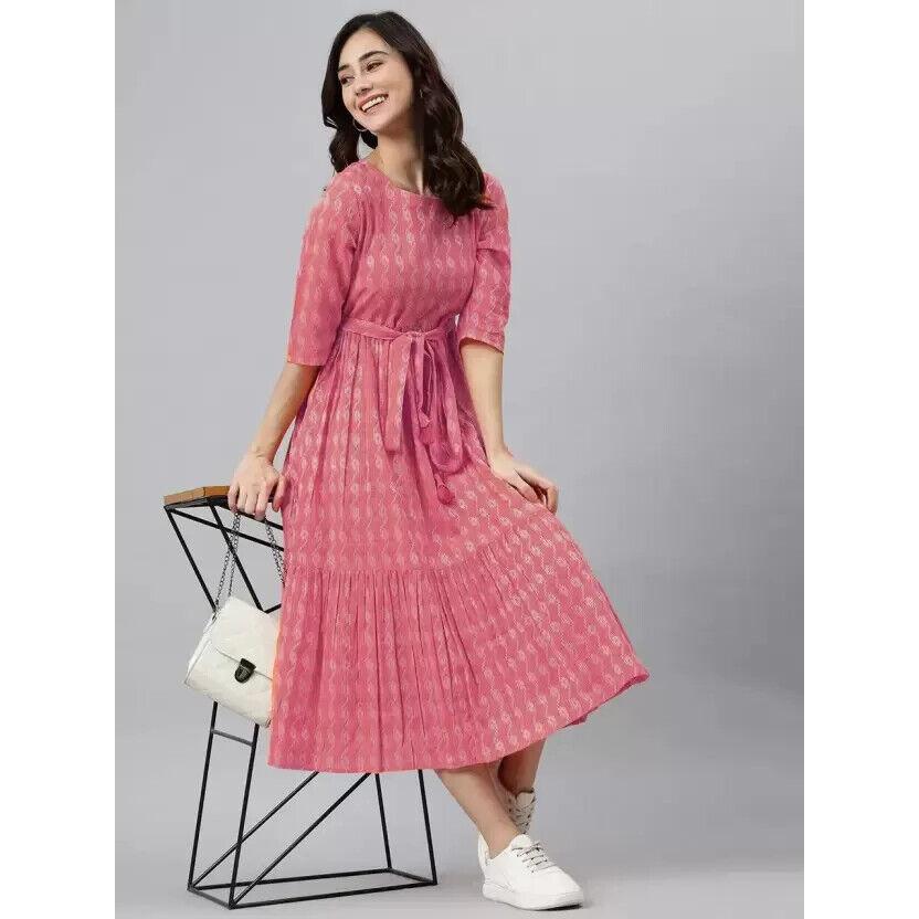Kobiety Ubrania Imprezowe Dopasowana i Rozkloszowana Sukienka Kurta Top Tunika Mieszanka Bawełny Kurta Kurti VAF-521