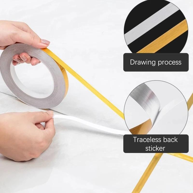 1pc 1/1.5cmx50m Self-Adhesive Tile Tape Waterproof Wall Stickers Beauty Seam Sticker Home Decor Wall Decals Floor Sticker