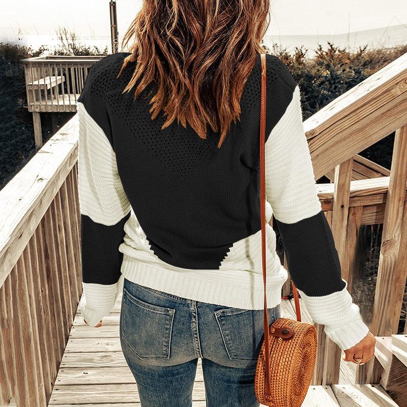 Women S Crew Neck Long Sleeve Pullover Knit Sweater Vintage Winter Top