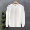 Mens Solid Color Round Neck Long Sleeve Knit Sweater Casual Loose Pullover