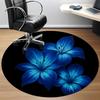 1pc Blue Lily Flowers Chair Carpet for Office, Round Non-Slip Durable Large Size Office Carpet, Suitable for Office, Beautiful Decoration