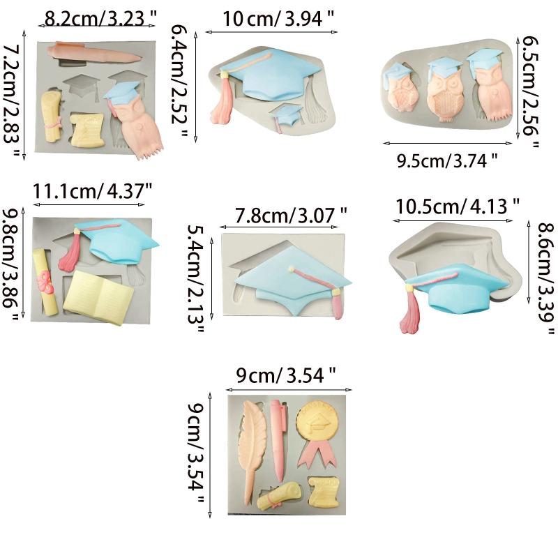 DIY Graduation Themed Silicone Mold Cupcake Topper Fondant Party Cake Decorating Gadgets Candy Chocolate Gumpaste Moulds