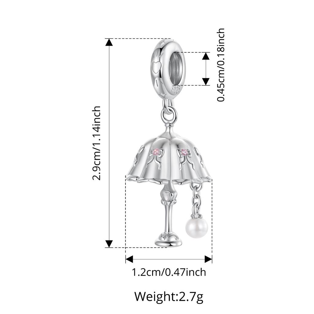 WOSTU 925 Sterling Silver Pink Charms Bead Collection Butterfly lotus Perfume Bottle Umbrella Pendant Fit DIY Bracelet Necklace