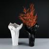Resin Vase Irregular Shape Flowers Black and White Flower Vase Resin Handicraft Ornaments Flower Arrangement Accessories